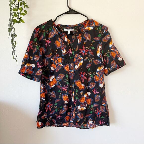 Derek Lam 10 Crosby Floral Short Sleeve Blouse Sz 4 - Picture 1 of 6